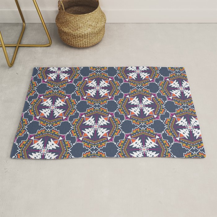 apache, tribal pattern in grey Rug Gallery Image 1