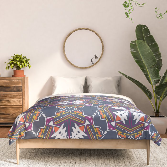 apache, tribal pattern in grey Comforter Gallery Image 3