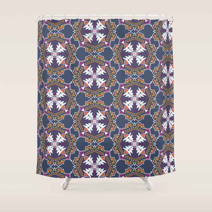 apache, tribal pattern in grey Shower Curtain Gallery Image 1