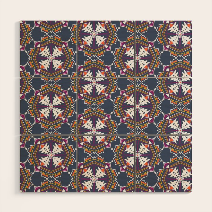 apache, tribal pattern in grey Wood Wall Art Gallery Image 1