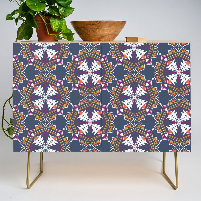 apache, tribal pattern in grey Credenza Gallery Image 1