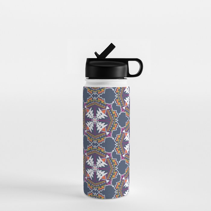 apache, tribal pattern in grey Water Bottle Gallery Image 1