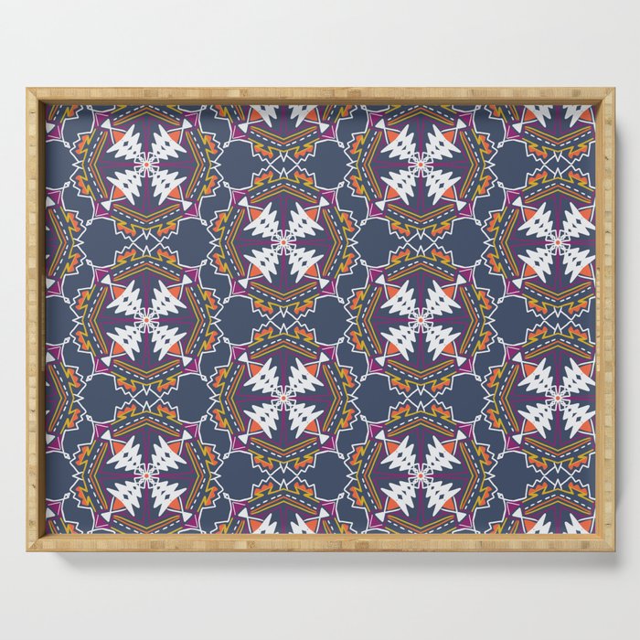 apache, tribal pattern in grey Serving Tray Gallery Image 1
