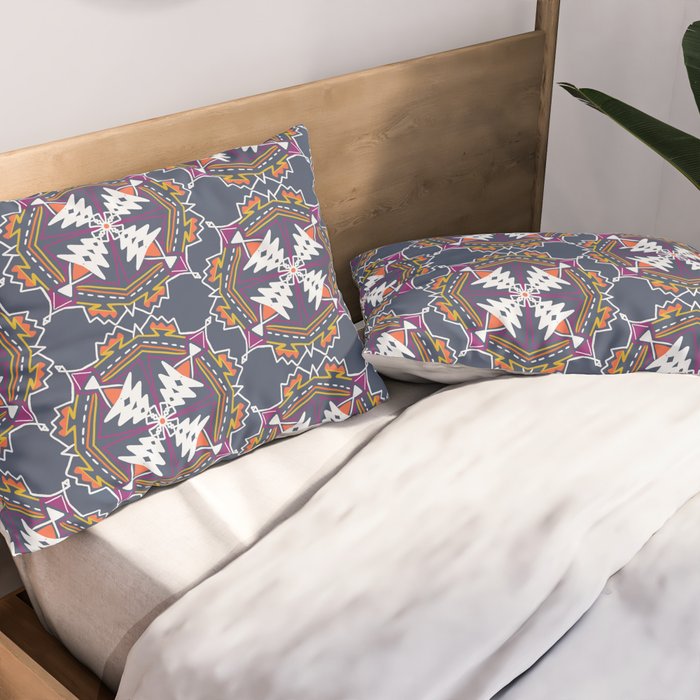 apache, tribal pattern in grey Pillow Sham Gallery Image 2
