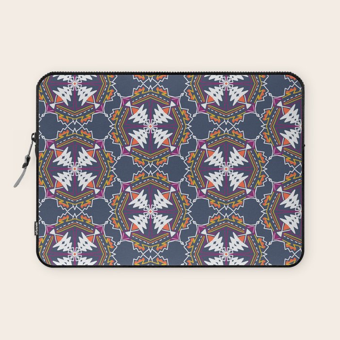 apache, tribal pattern in grey Laptop Sleeve Gallery Image 1