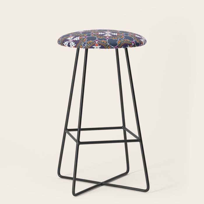 apache, tribal pattern in grey Stool Gallery Image 1