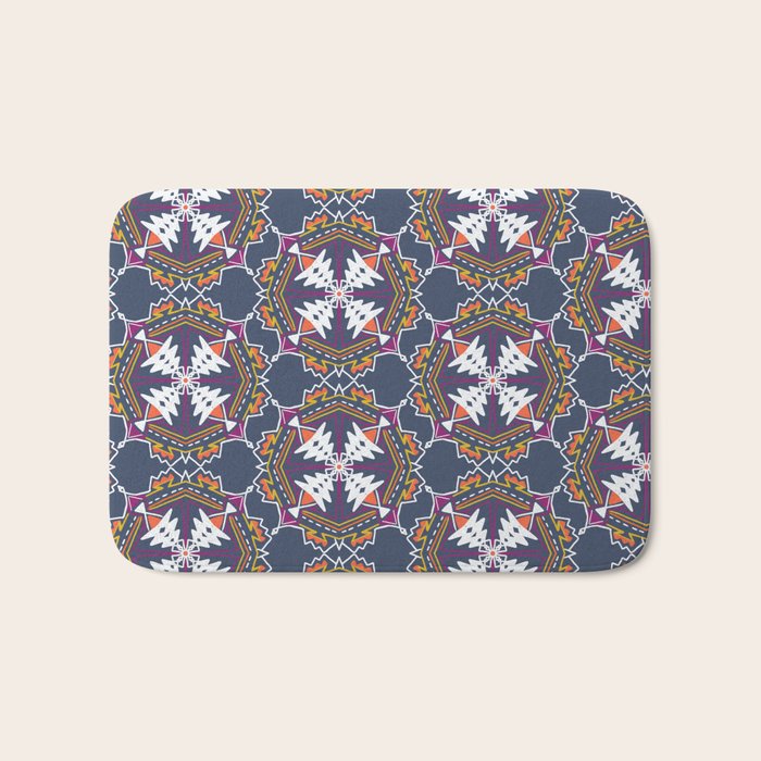 apache, tribal pattern in grey Bath Mat Gallery Image 1