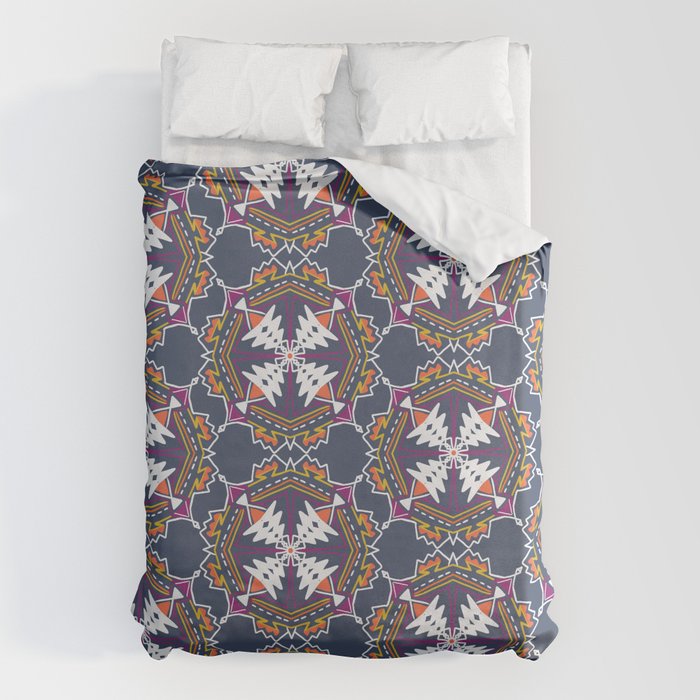 apache, tribal pattern in grey Duvet Cover Gallery Image 1