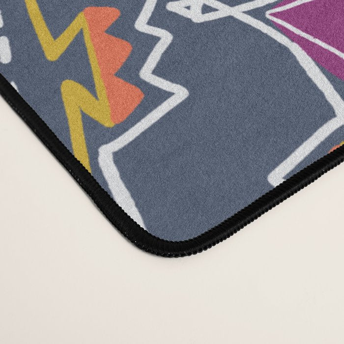 apache, tribal pattern in grey Desk Mat Gallery Image 4