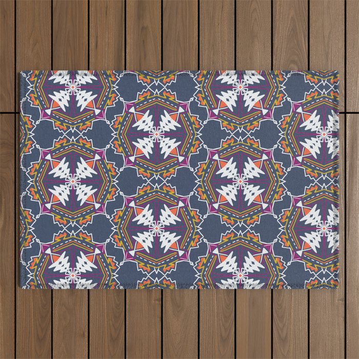 apache, tribal pattern in grey Outdoor Rug Gallery Image 1