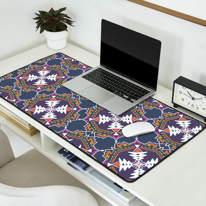 apache, tribal pattern in grey Desk Mat Gallery Image 2