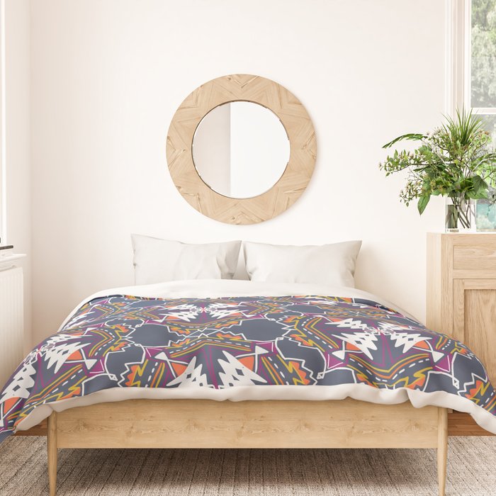 apache, tribal pattern in grey Duvet Cover Gallery Image 3