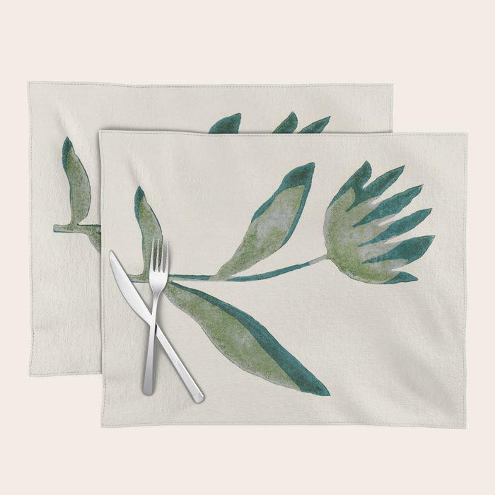 Linocut Flower / Dark Teal Placemat Gallery Image 1