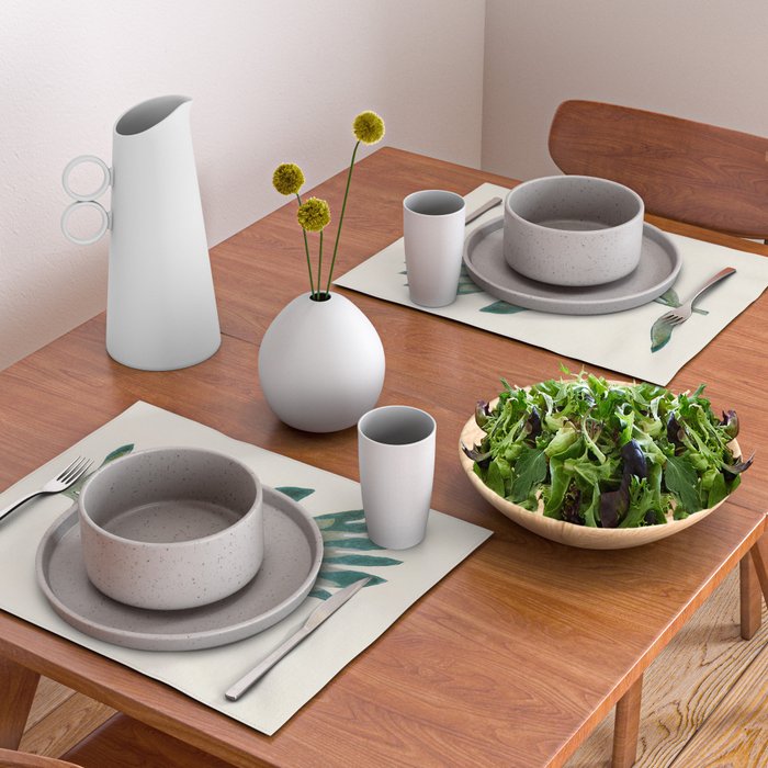 Linocut Flower / Dark Teal Placemat Gallery Image 2