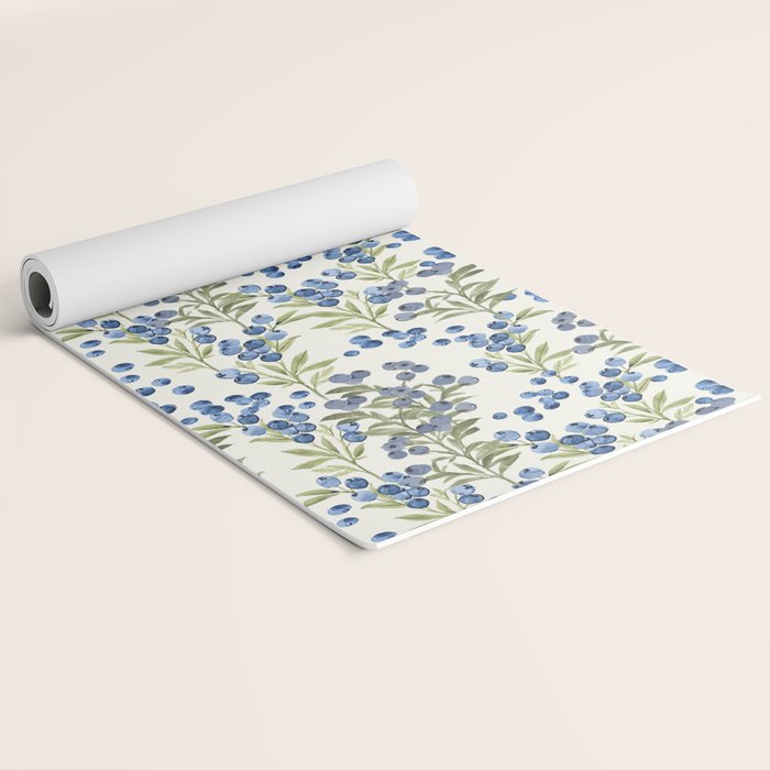 âWild Blueberryâ - Botanical Pattern Yoga Mat Gallery Image 2