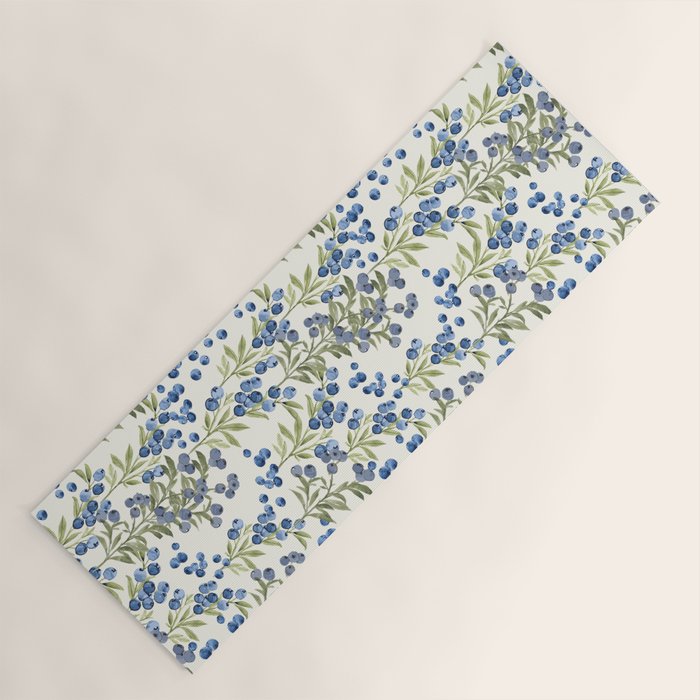 âWild Blueberryâ - Botanical Pattern Yoga Mat Gallery Image 1