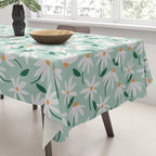 Drifting Daisies #2 - green tangerine Tablecloth Gallery Image 3
