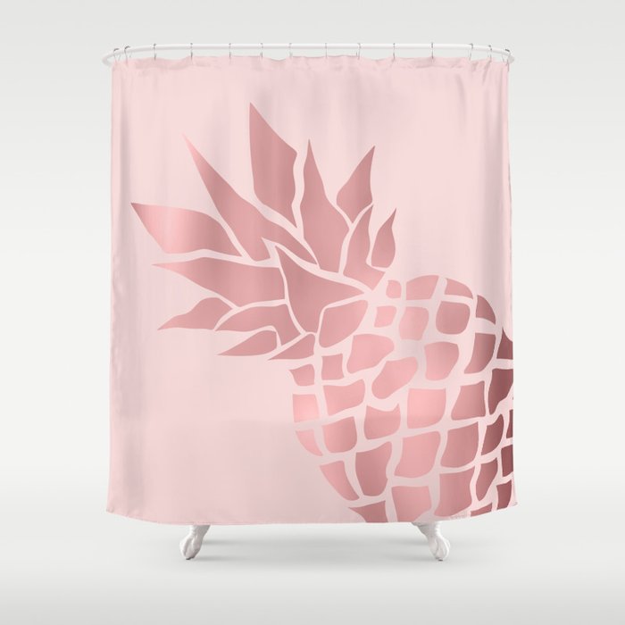 Big Pineapple in Pink Shower Curtain Gallery Image 1