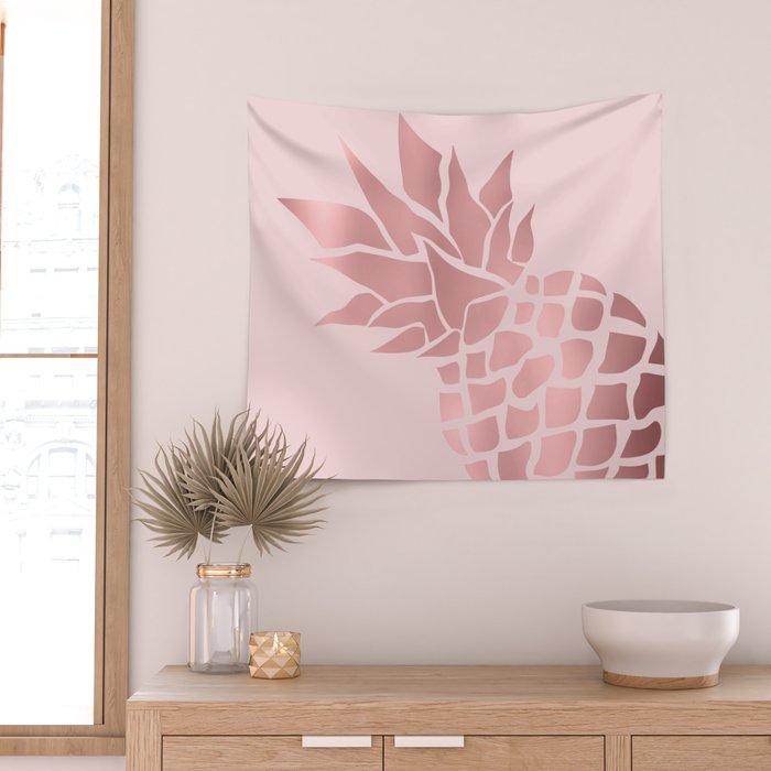 Big Pineapple in Pink Wall Tapestry Gallery Image 2