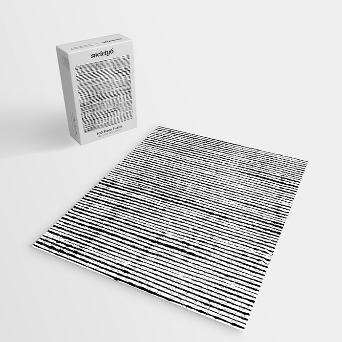 Rustic, Abstract Stripes Pattern, Black and White Jigsaw Puzzle Gallery Image 2