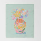 Whimsical Flower Vase Throw Blanket Gallery Image 2