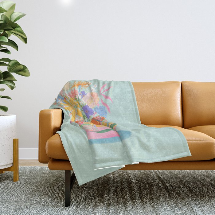 Whimsical Flower Vase Throw Blanket Gallery Image 1