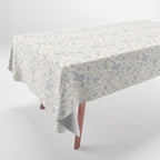 Hand Drawn Jacobean Floral - Blue Cream Tablecloth Gallery Image 1