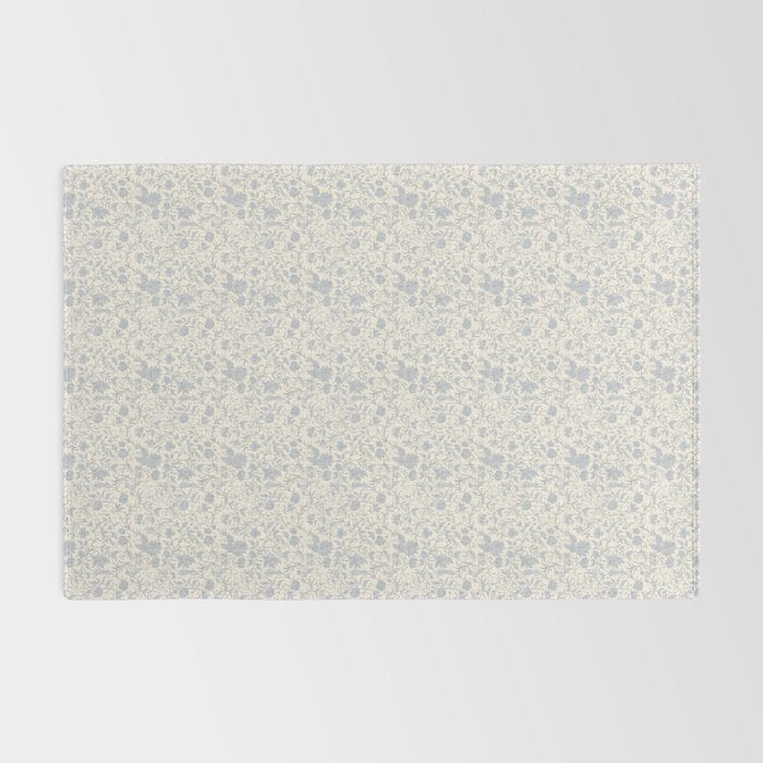 Hand Drawn Jacobean Floral - Blue Cream Rug Gallery Image 2