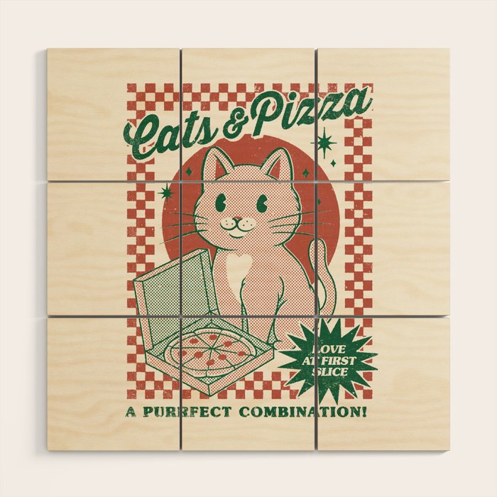 Cats and Pizza Wood Wall Art Gallery Image 1