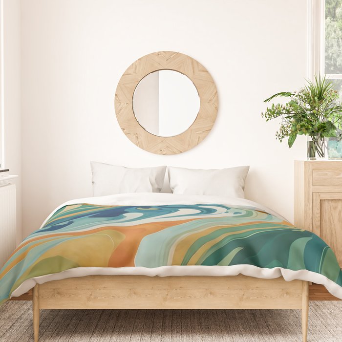 Tangerblue Waves Duvet Cover Gallery Image 3
