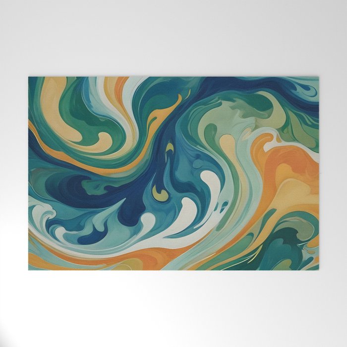 Tangerblue Waves Welcome Mat Gallery Image 1