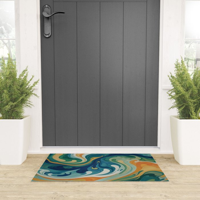 Tangerblue Waves Welcome Mat Gallery Image 3