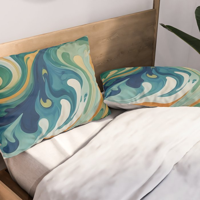 Tangerblue Waves Pillow Sham Gallery Image 2