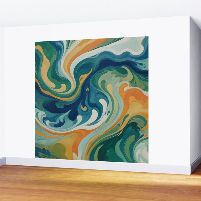 Tangerblue Waves Wall Mural Gallery Image 2