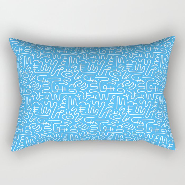 Colorful abstract fun line doodle art pattern Rectangular Pillow Gallery Image 2