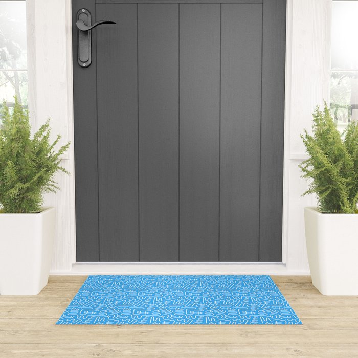 Colorful abstract fun line doodle art pattern Welcome Mat Gallery Image 3