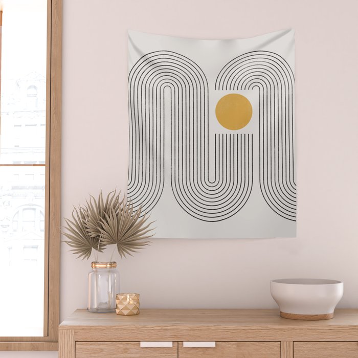 Mid-Century Modern No.22 - Woodblock Print Wall Tapestry Gallery Image 2