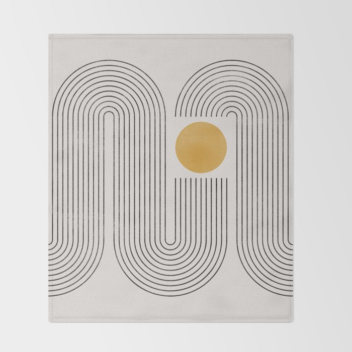 Mid-Century Modern No.22 - Woodblock Print Throw Blanket Gallery Image 2