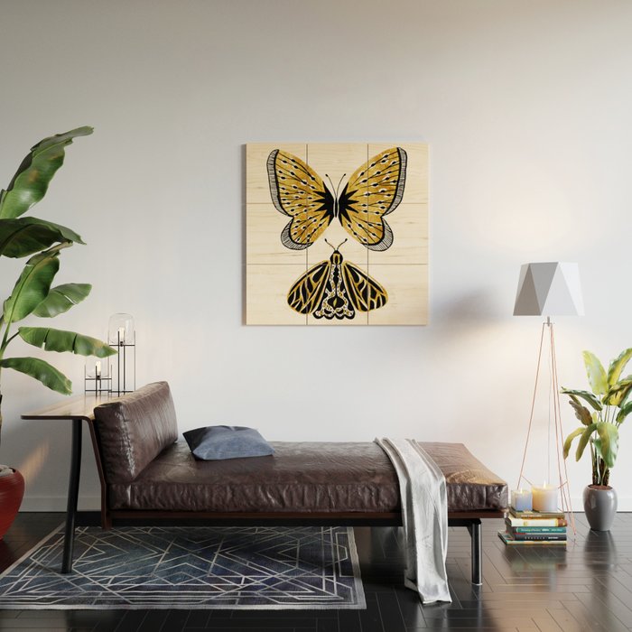 Golden Butterfly & Moth Wood Wall Art Gallery Image 2