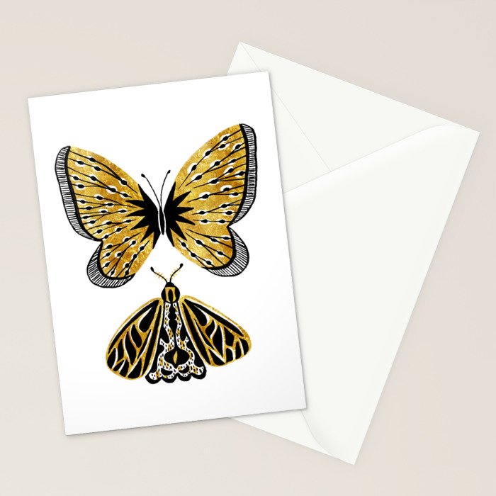 Golden Butterfly & Moth Stationery Card Gallery Image 2