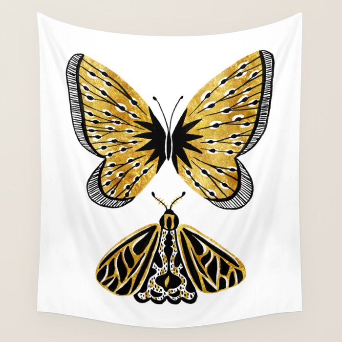Golden Butterfly & Moth Wall Tapestry Gallery Image 4