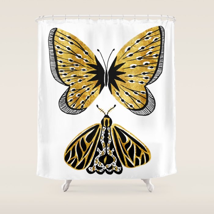 Golden Butterfly & Moth Shower Curtain Gallery Image 1