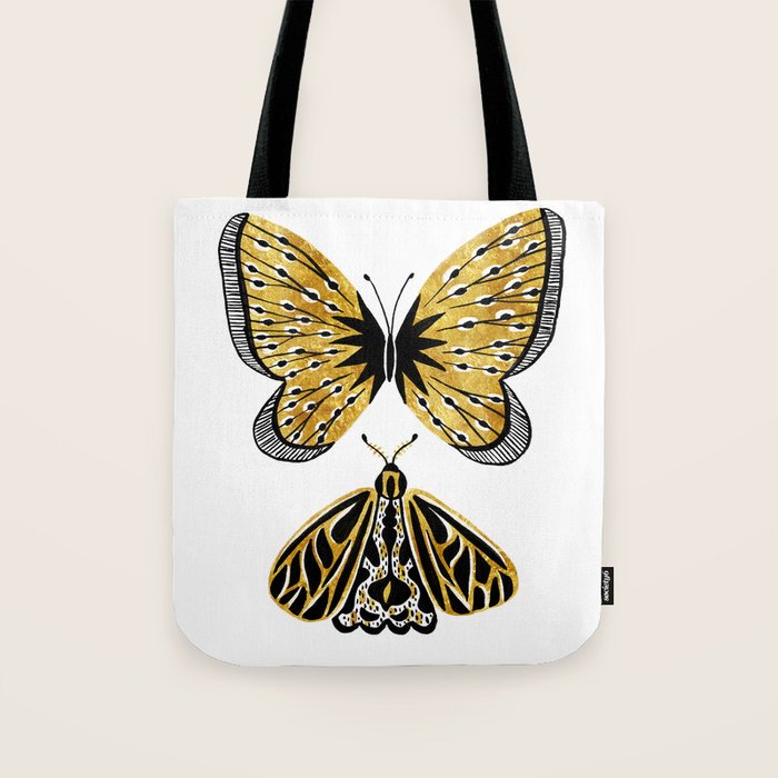 Golden Butterfly & Moth Tote Bag Gallery Image 1