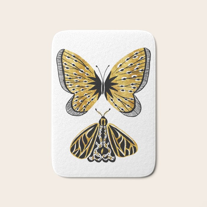 Golden Butterfly & Moth Bath Mat Gallery Image 1