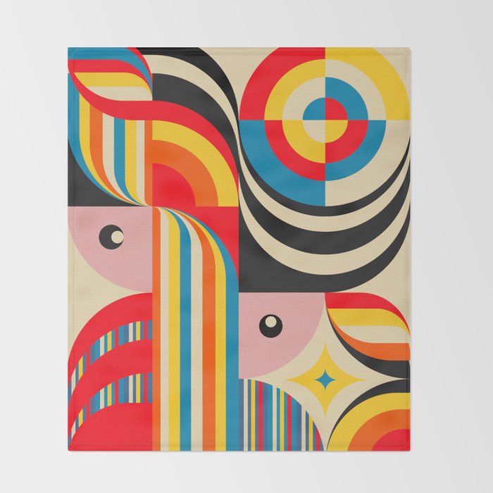 Folk Art Abstract Figuratives Throw Blanket Gallery Image 2