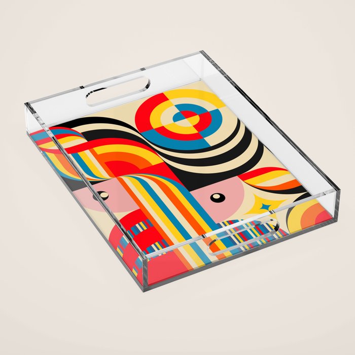 Folk Art Abstract Figuratives Acrylic Tray Gallery Image 1