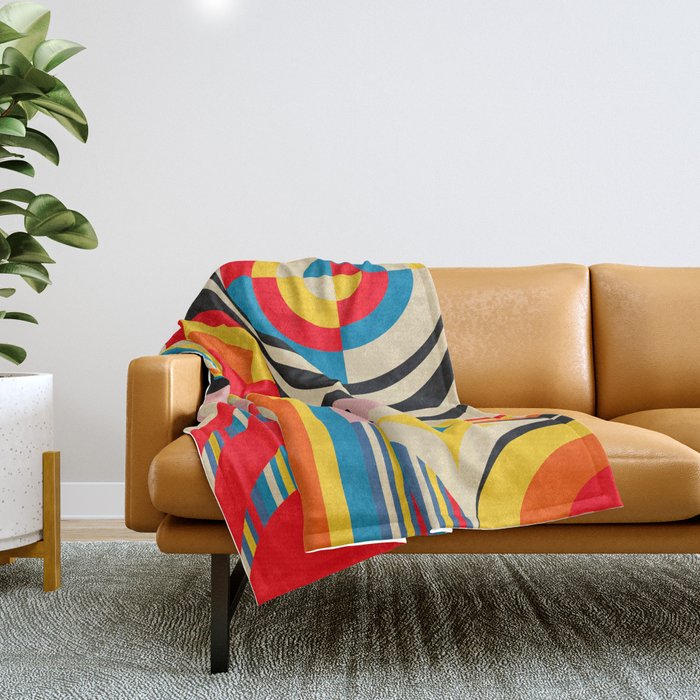 Folk Art Abstract Figuratives Throw Blanket Gallery Image 1