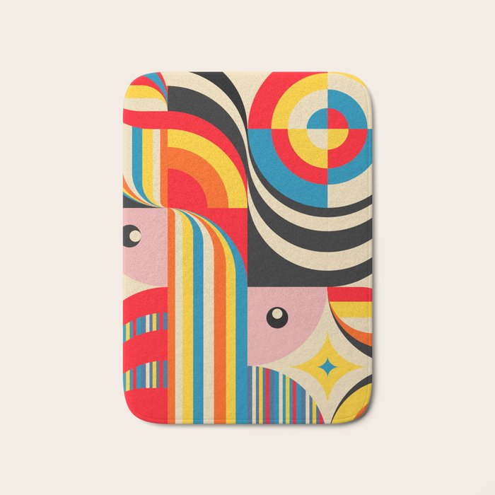 Folk Art Abstract Figuratives Bath Mat Gallery Image 1