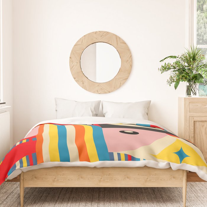 Folk Art Abstract Figuratives Duvet Cover Gallery Image 3