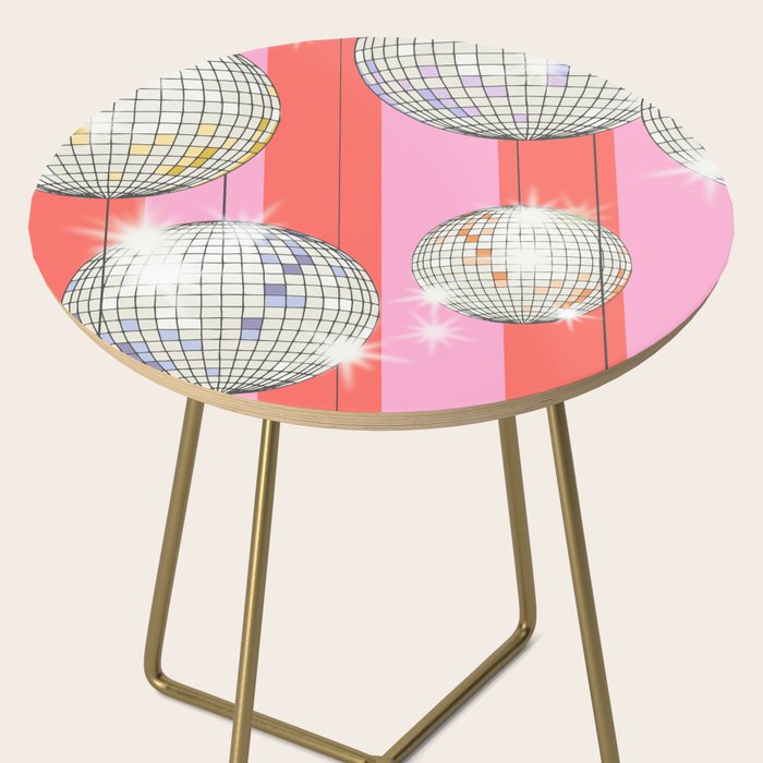 Striped Party Disco Ball Pink Side Table Gallery Image 2